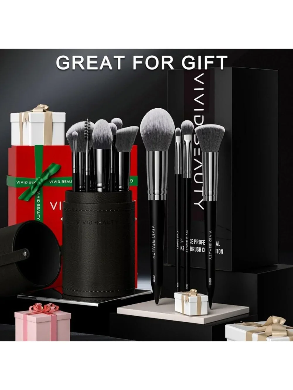 18-Piece Makeup Brush Set with Travel Case - Premium Blending, Foundation